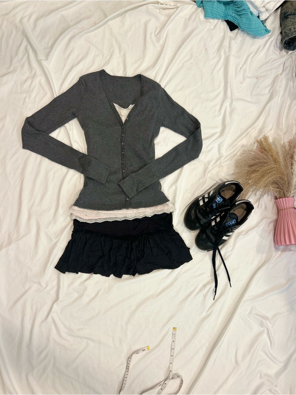 Black Ruffled Mini Skirt with Layered Flounce